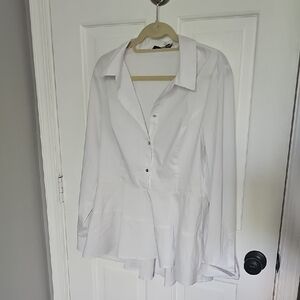 Ivanka Trump White Button Down Peplum Shirt